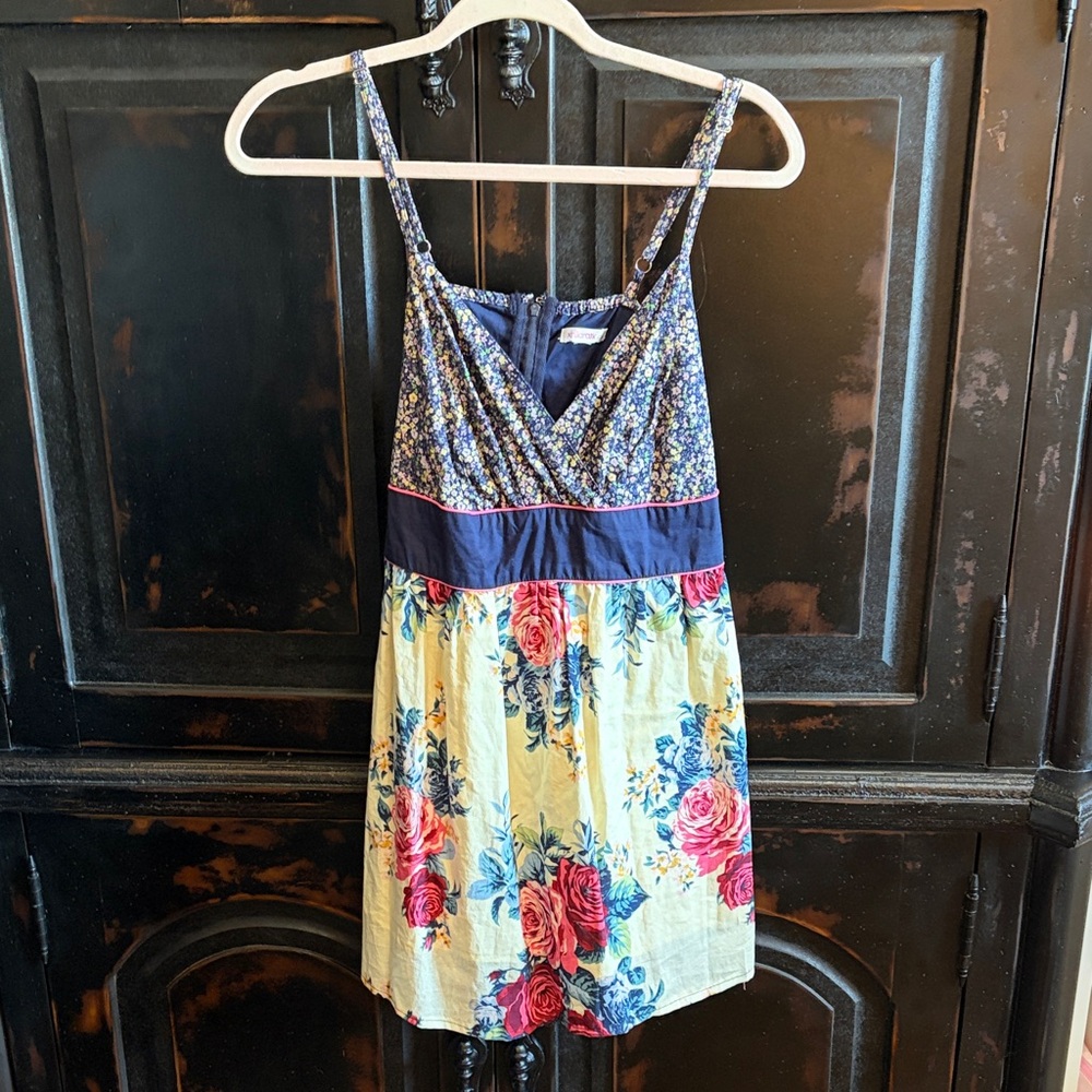 Xhilaration Floral Mini Dress - Blue and Yellow